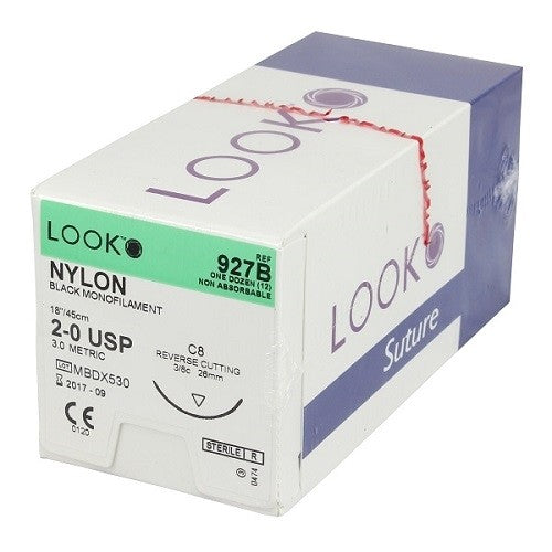 Look Black Nylon Sutures Reverse Cutting,12/Box 918B-921B-925B-928B-922B