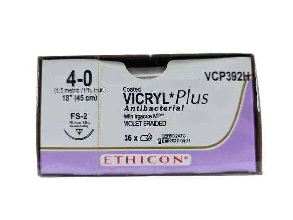 Ethicon POLYGLACTIN VCP392H 4-0 Coated VICRYL Plus Violet 18" FS-2 36/Box