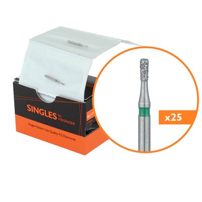 Single-Use Diamond Bur, Sterile, 25 Pack, 1.2mm, Pear, 2.7mm Working Length, Coarse, Fg