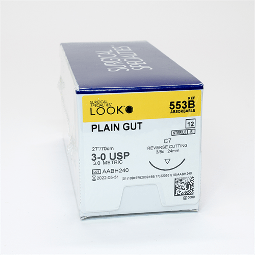 LOOK Plain Gut Suture 3-0 C7 24 mm Needle 27"