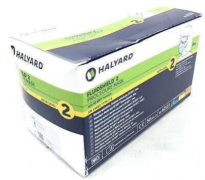 Halyard - FluidShield Procedure Earloop Mask ASTM Level 2, Blue, 50/Box #62115