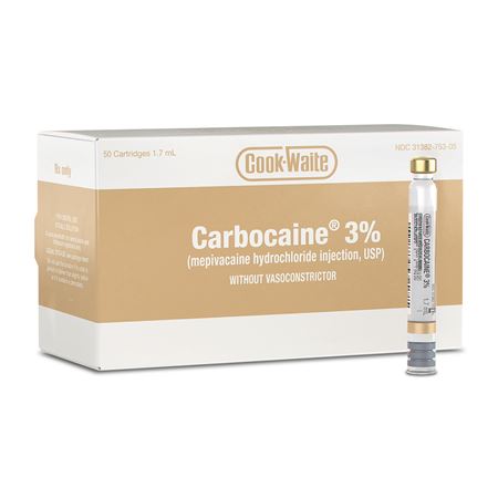 Carbocaine Plain 3% Mepivacaine Injection, USP without vasoconstrictor 50/pk