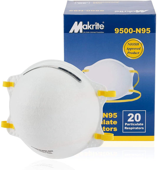 Makrite NIOSH N95 9500 Respirator Masks (Box of 20 masks)