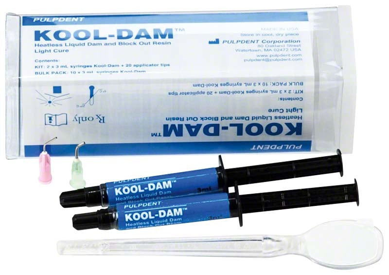 Pulpdent, Kool Dam, 2x3ml Syringes W/20 Applicator Tips Rubber Liquid Dam