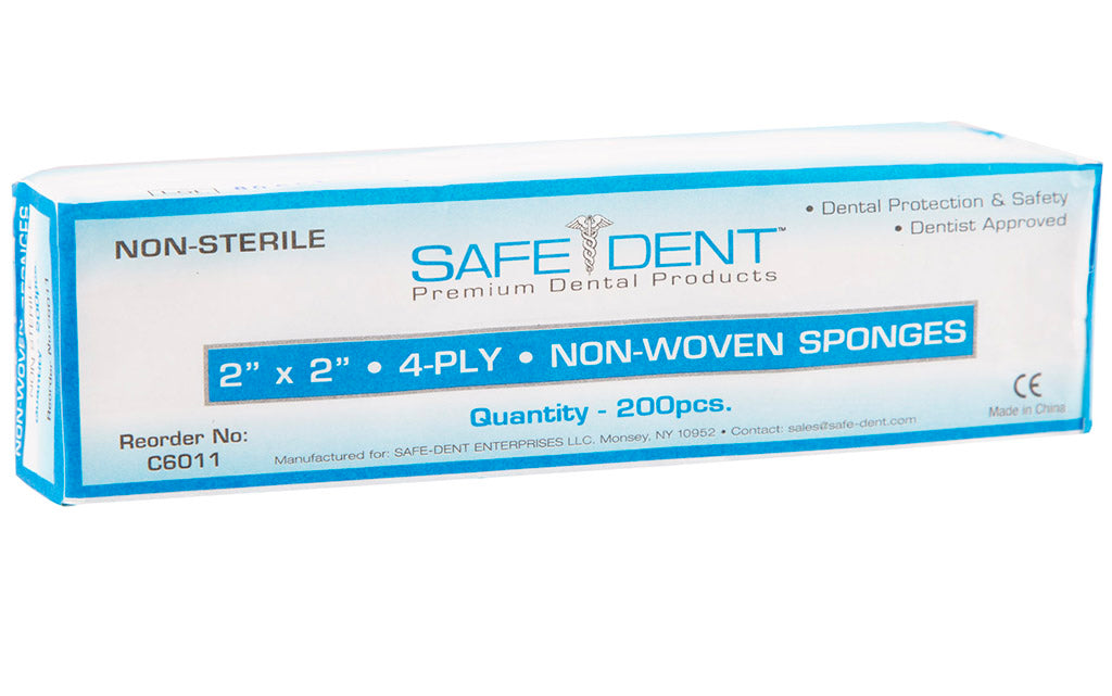 Safe-Dent C6011 non-woven gauze packaging, 200 sponges per sleeve
