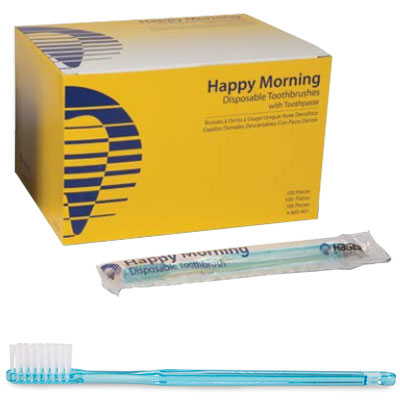 Hager-Happy Morning Disposable Toothbrushes with Toothpaste 100/Box