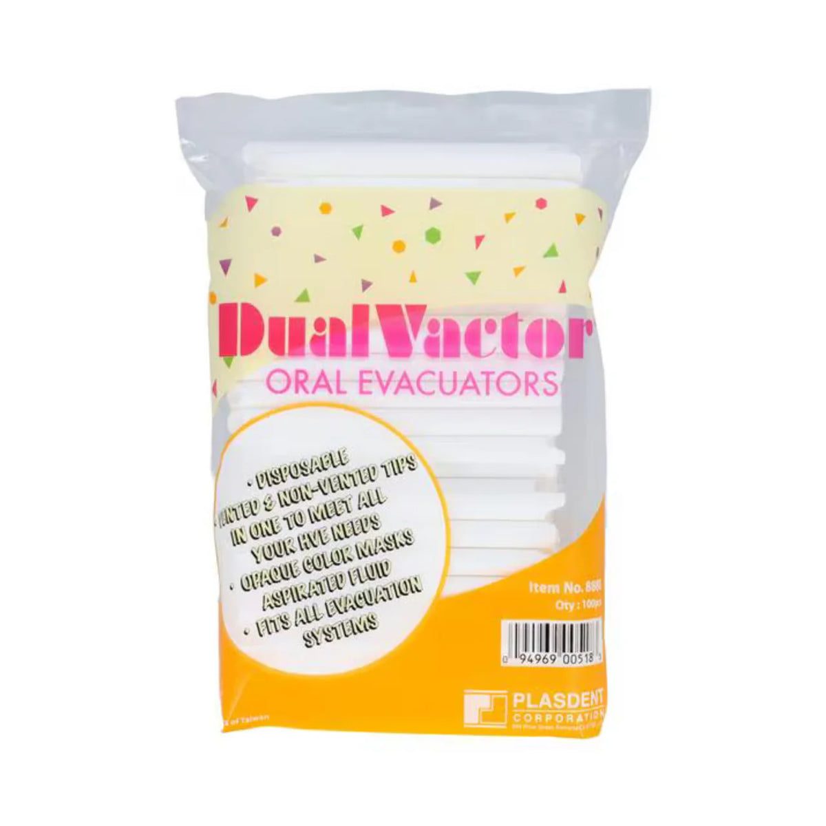 DualVactor High Volume Suction Tips Vented &amp; Non-Vented In One, 100/Pk