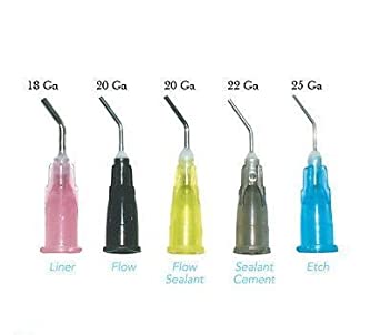 Pre Bent Needles Dispensing Tips Applicator, 100/Pk (Flowable Tip,Etch Tip,Sealant,Liner,Sealant Cement Tips)
