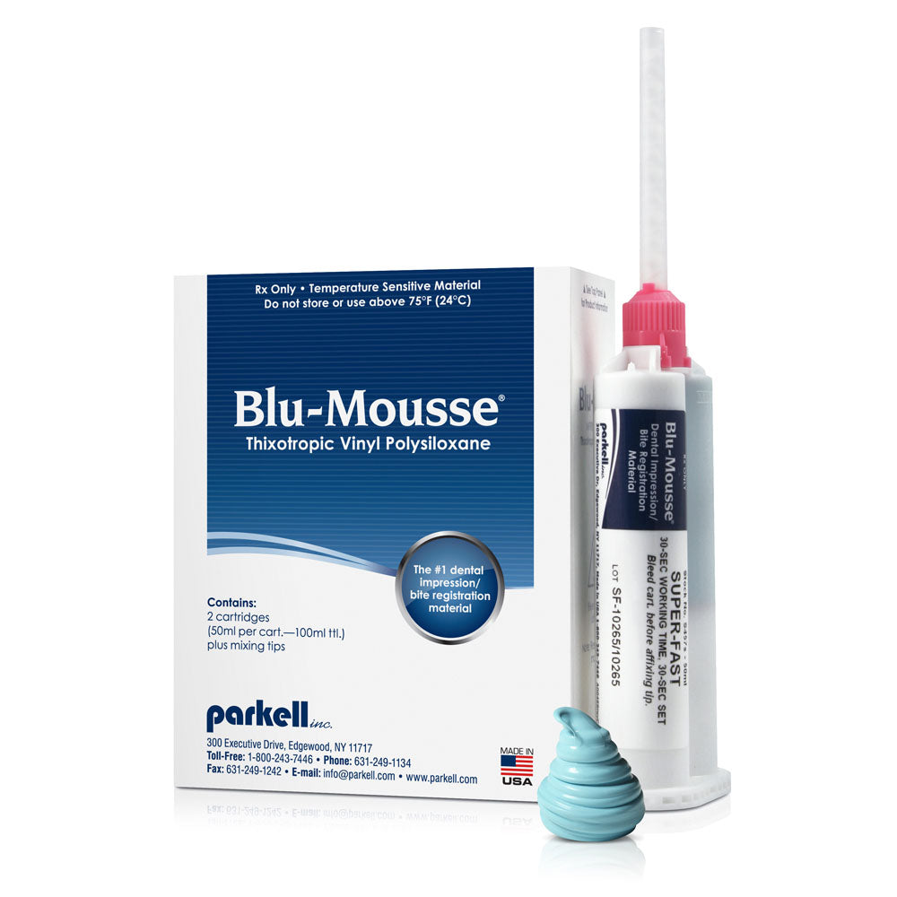 Parkell Blu-Mousse Bite Registration Super-Fast 2x50ml w 6 Mixing Tips