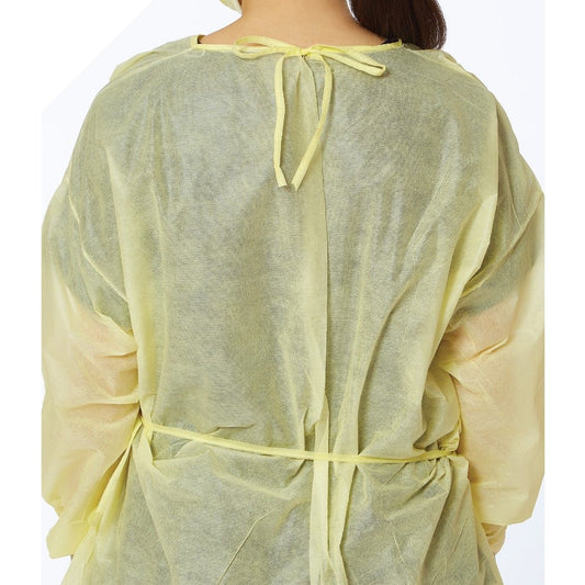 Non-Woven Isolation Yellow Gowns with Waist and Neck Ties 10/Pk