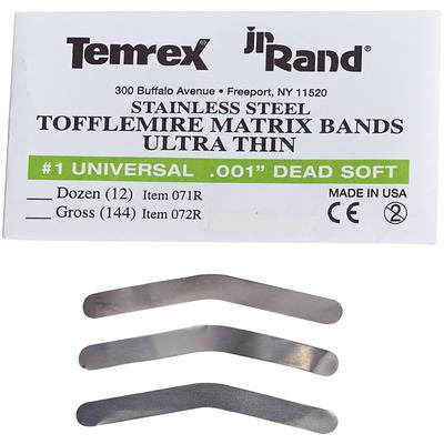 Tofflemire Matrix Bands, Dead Soft .001 Thickness #1 Universal, 36/Pk