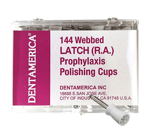 Dentamerica Prophy Cup Latch, Medium-Soft, Webbed, 144/pk