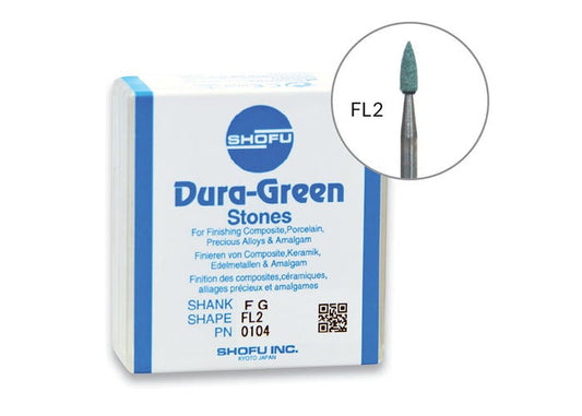 Shofu, Dura Green Polishing Stones, FG Shank, FL2, 12/Pk