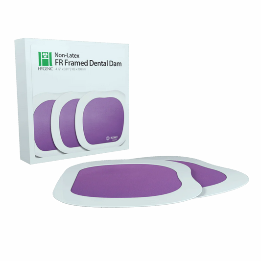 Hygenic, Flexi Dam Non-Latex, 5" X 5", Framed Rubber Dam, Purple, 20/PCS