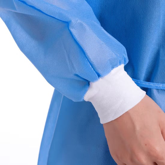 Isolation Gowns Knitted Cuff Blue 10/Pk