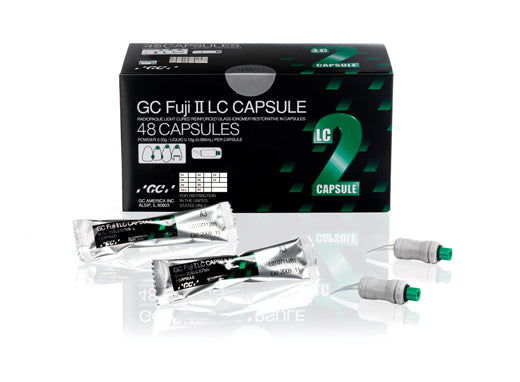 Fuji II LC Shade A2, Light-Cure Resin Reinforced Glass Ionomer 48 Caps/Pkg