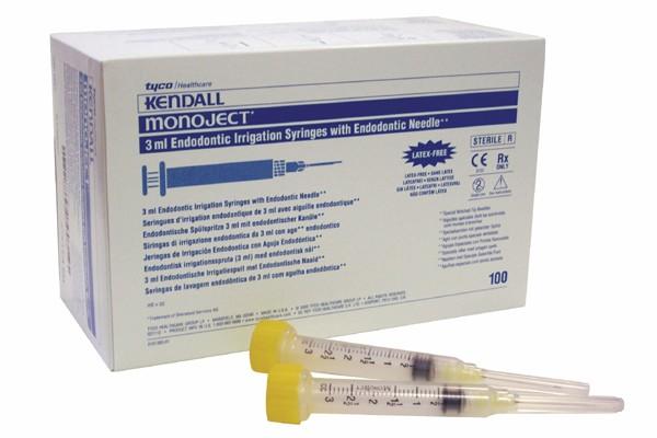 Monoject Endo Irrigation Syringe with Needles 27G Yellow/23G Orange 100/Box