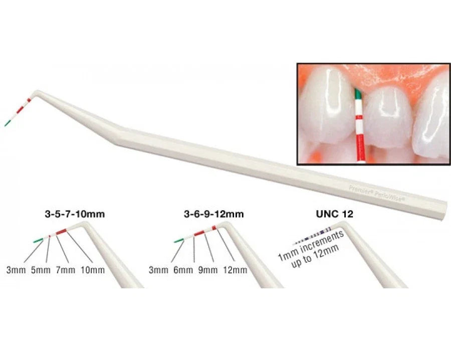PerioWise Autoclavable Periodontal Plastic Probes 12/Pk 3-5-7-10mm/ 3-6-9-12mm