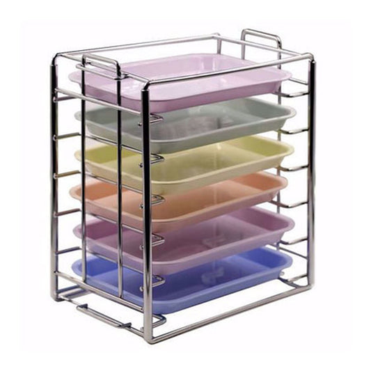 Tray & Lid Organizer Rack Stackable, Capcity:8  Trays #B