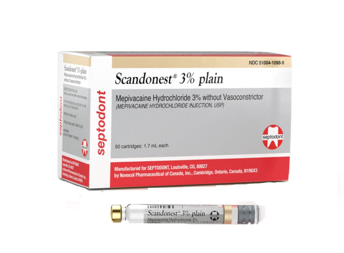 Septodont, Scandonest, 3%, Plain, Mepivacaine, 50/Bx