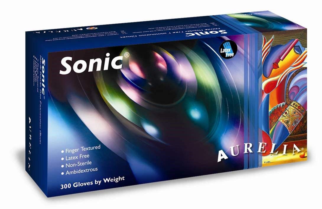 Sonic 300/Box, Large Size,  Exam Nitrile Gloves Powder Free - Aurelia PPE