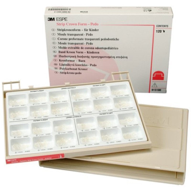 3M Unitek PEDO Strip-Off Crown Assorted Size Anterior Set 120/Bx