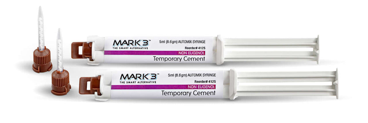 Luting Temporary Cement NE Automix Syringe 5ml. 2/Pk+20/Mixing Tips